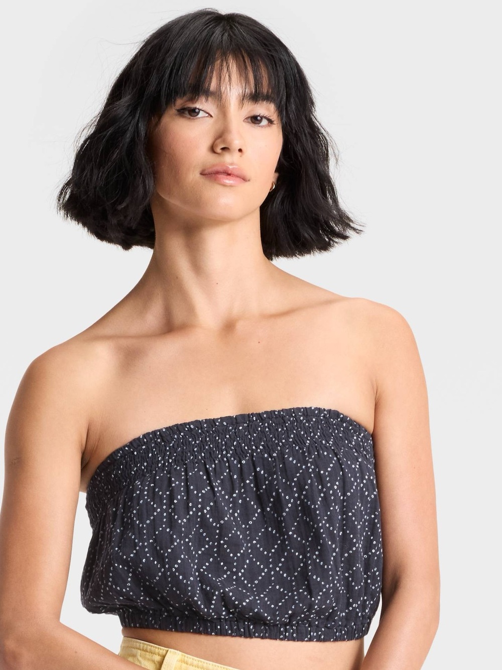 Women's Crinkle Gauze Tube Top - Universal Thread™ Navy Blue Floral M